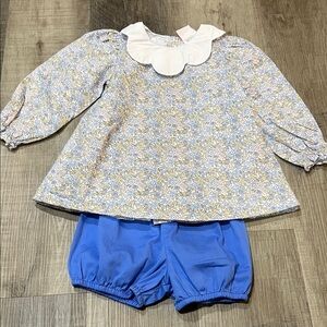 Stitchy Fish collared floral top with bloomers size 4T